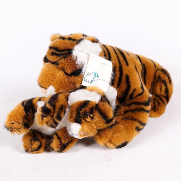 Tiger & Baby Cub Stuffed Animal Cat Plush Plushie Stuffie Purr-Fection MJC 1988 - Picture 1 of 14